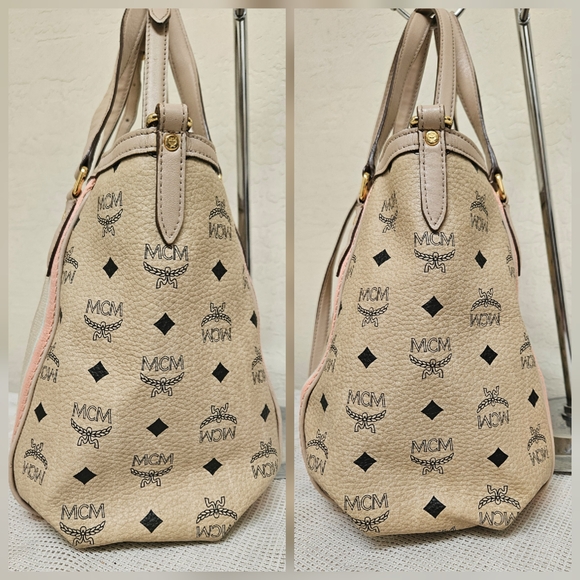 MCM Cream Handbag With Long Handle Satchel AUTHENTIC - Picture 9 of 16